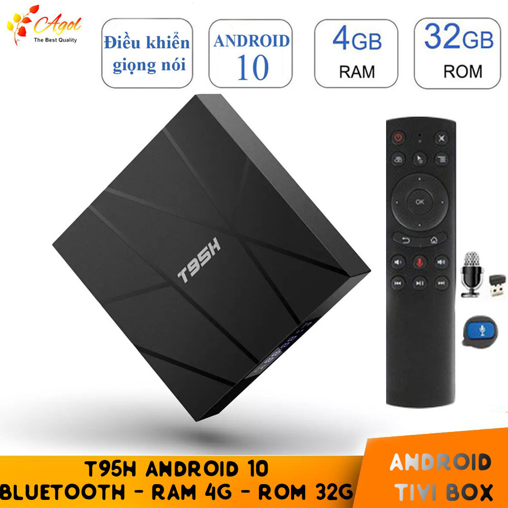 Android tivi box T95 H android 10 điều khiển giọng nói voice có chuột bay