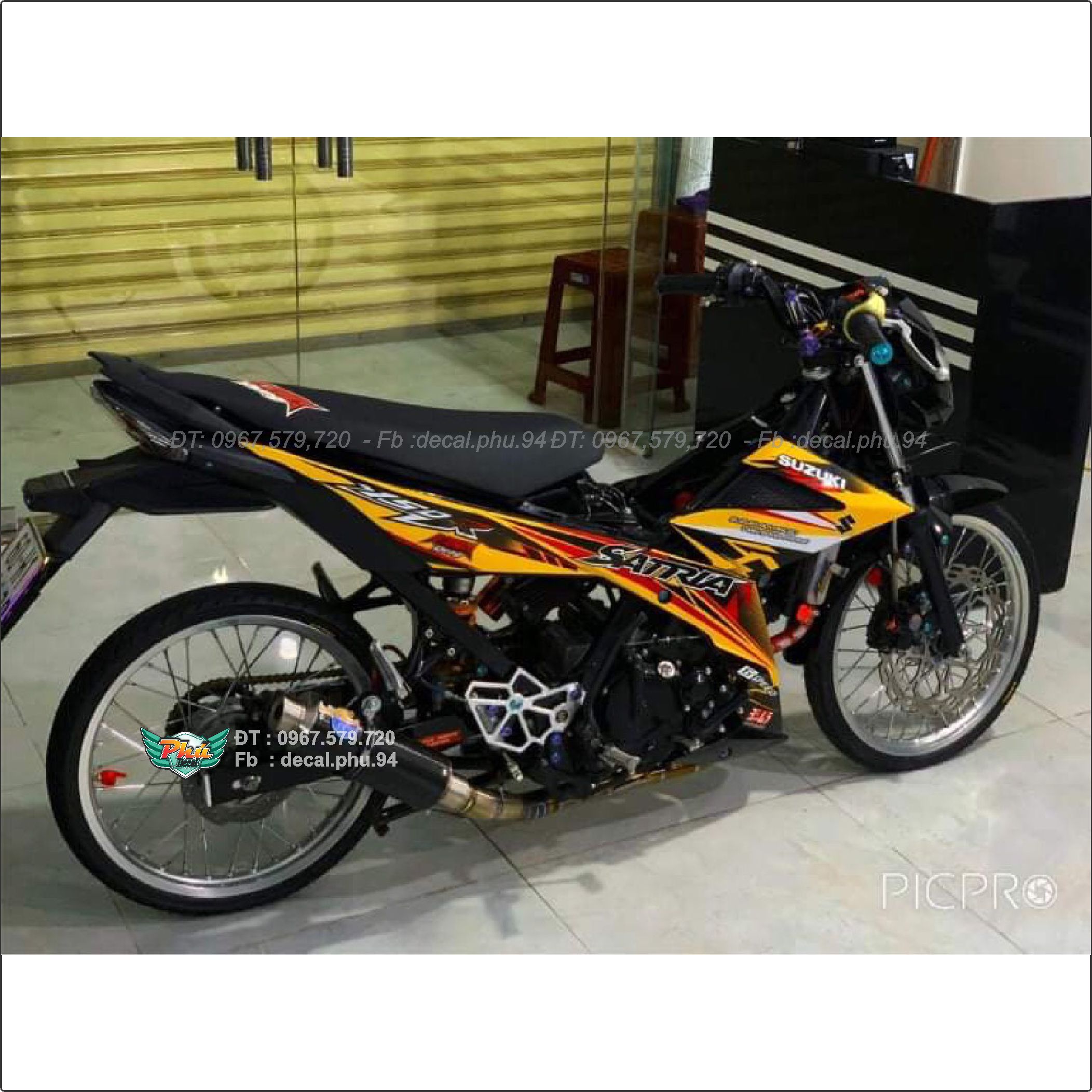 Tem rời Satria vàng đen đỏ