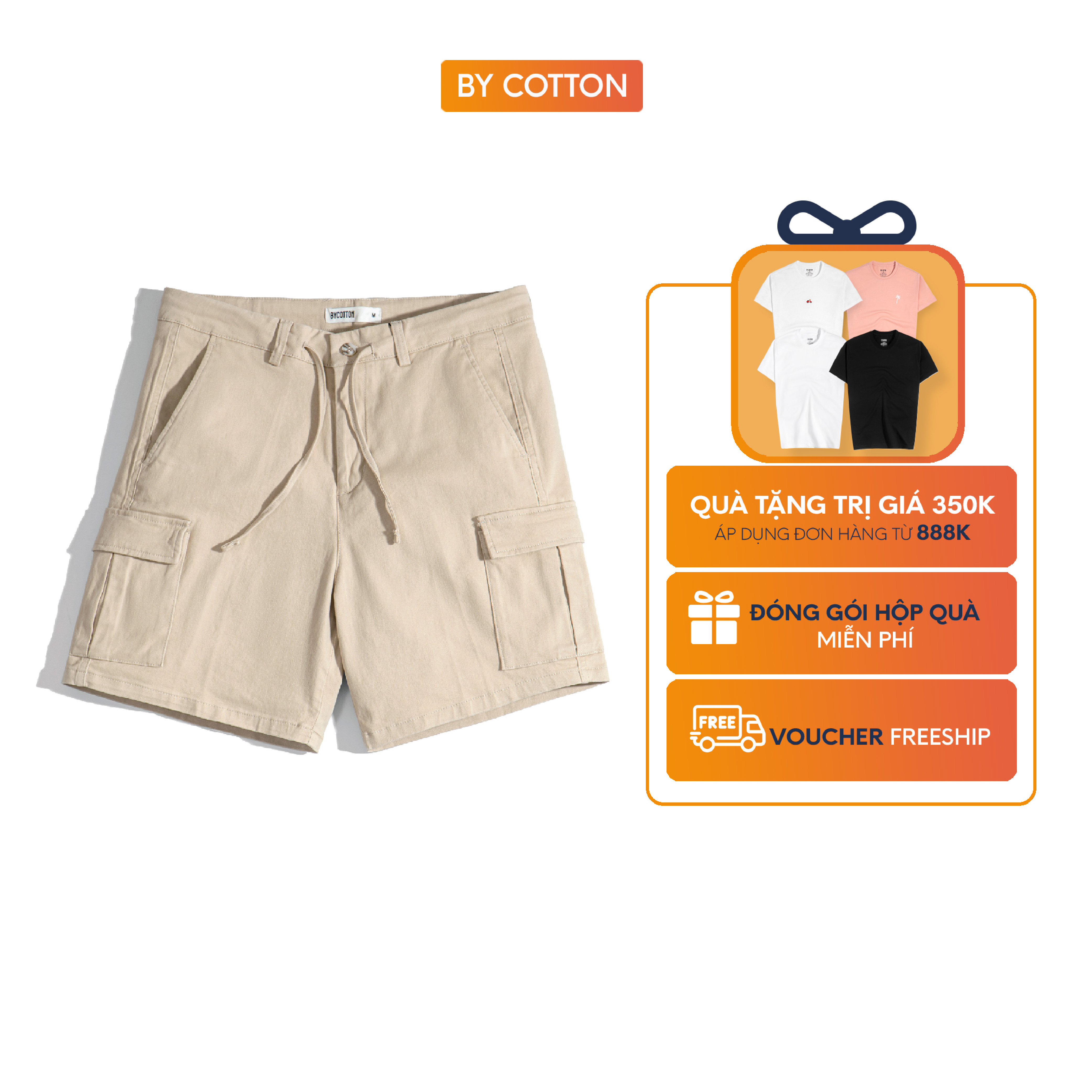 Quần short nam cao cấp kaki túi hộp by cotton