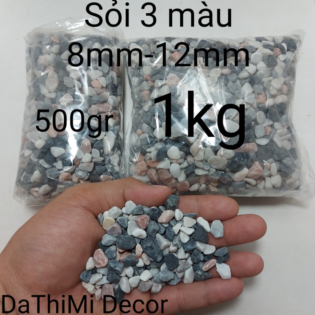 Sỏi 3 màu trang trí 8mm-12mm (đã rửa sơ qua và phơi khô) dùng để trang trí hồ cá , bể cá , chậu cây , tiểu cảnh phong thủy, hòn non bộ .