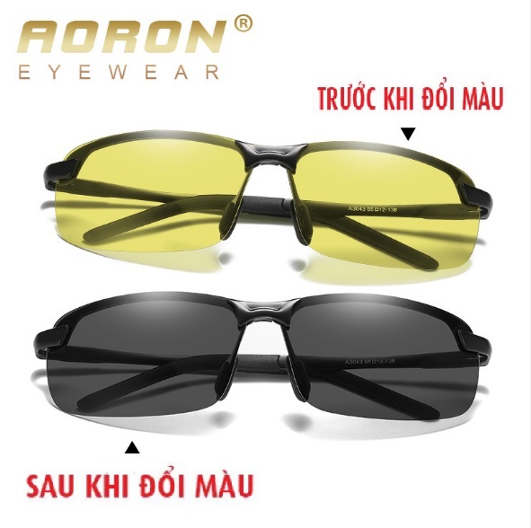 Kính Phân Cực Đổi Màu Đi Đường Ngày Và Đêm Thời trang Nam Chất Liệu Hợp Kim Polarized AORON3043 Cao Cấp - Bảo Hành 12 Tháng