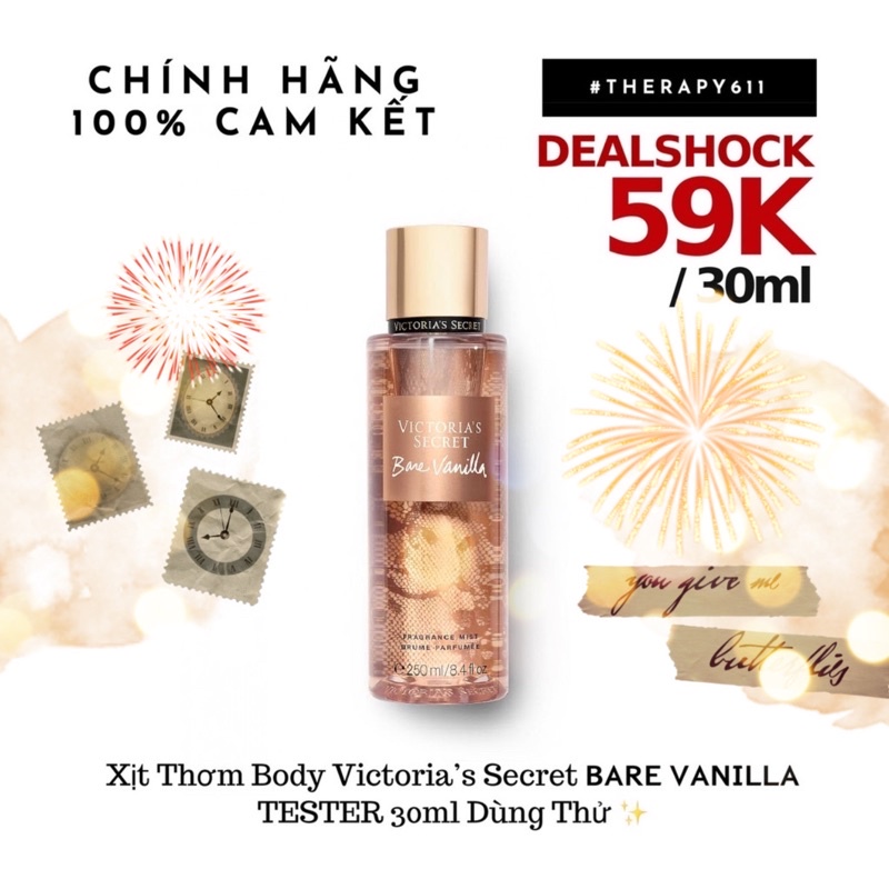 Xịt thơm Victoria's Secret Bare Vanilla 30ml/50ml/100ml/250ml