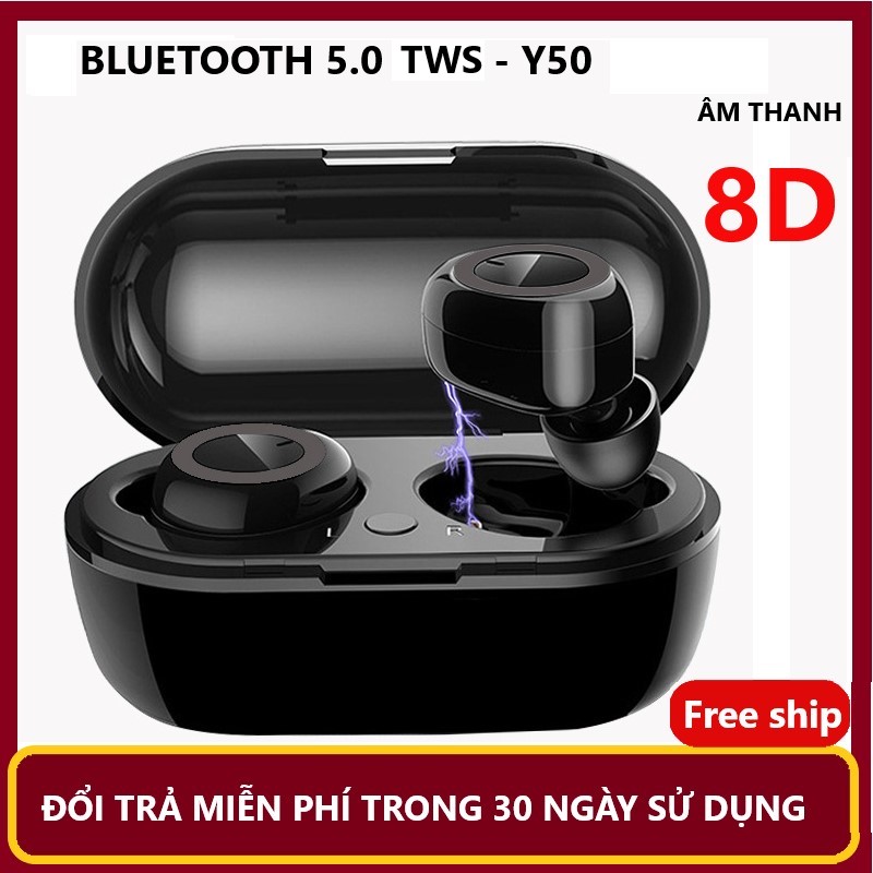 Tai nghe bluetooth phiên bản TWS Y50. Bluetooth 5.0. Cảm ứng vân tay.Âm thanh 8D.có mic đàm thoại.nhét tai bluetooth Giá rẻ