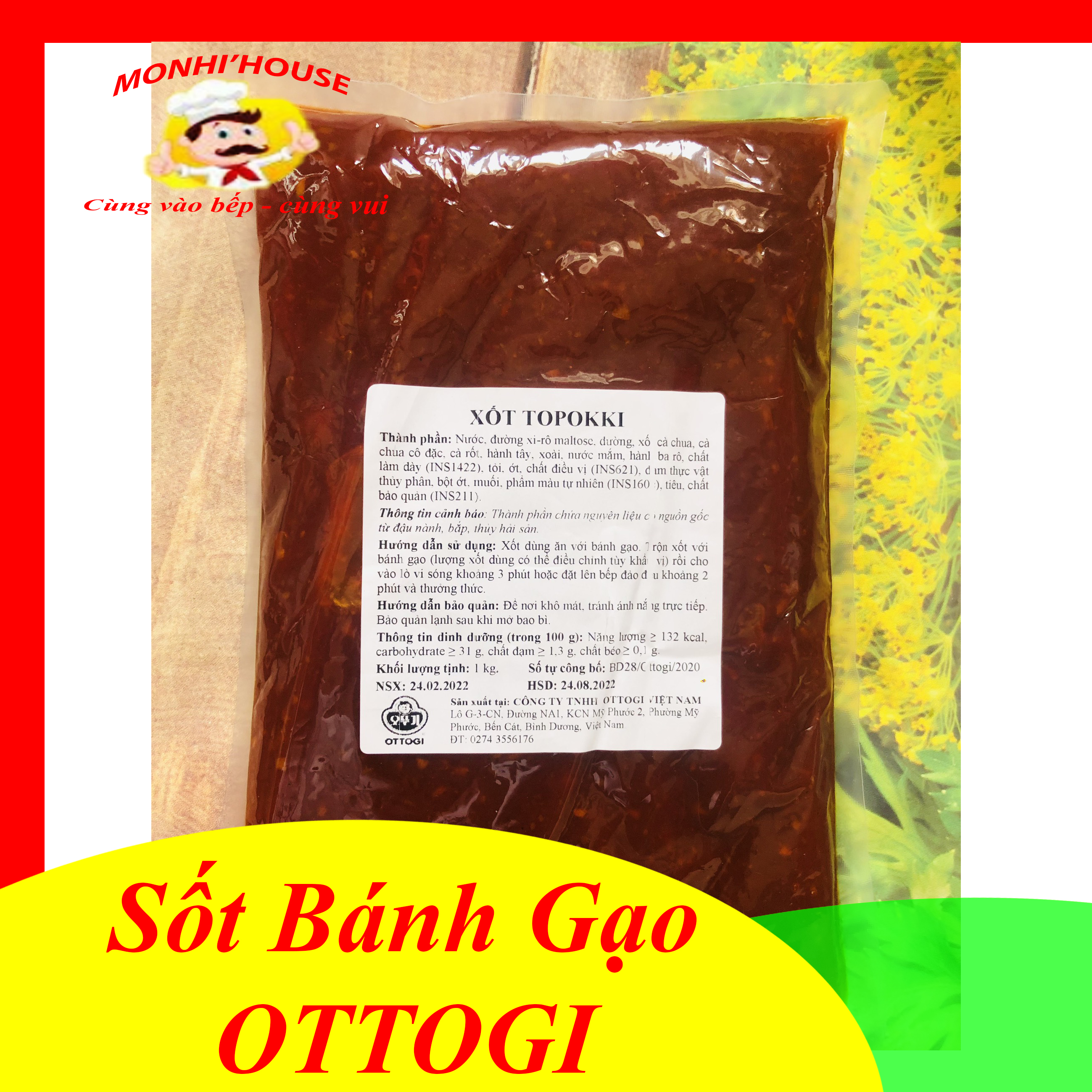 1Kg Xốt Bánh Gạo Topokki Ottogi Vị cay Ngọt