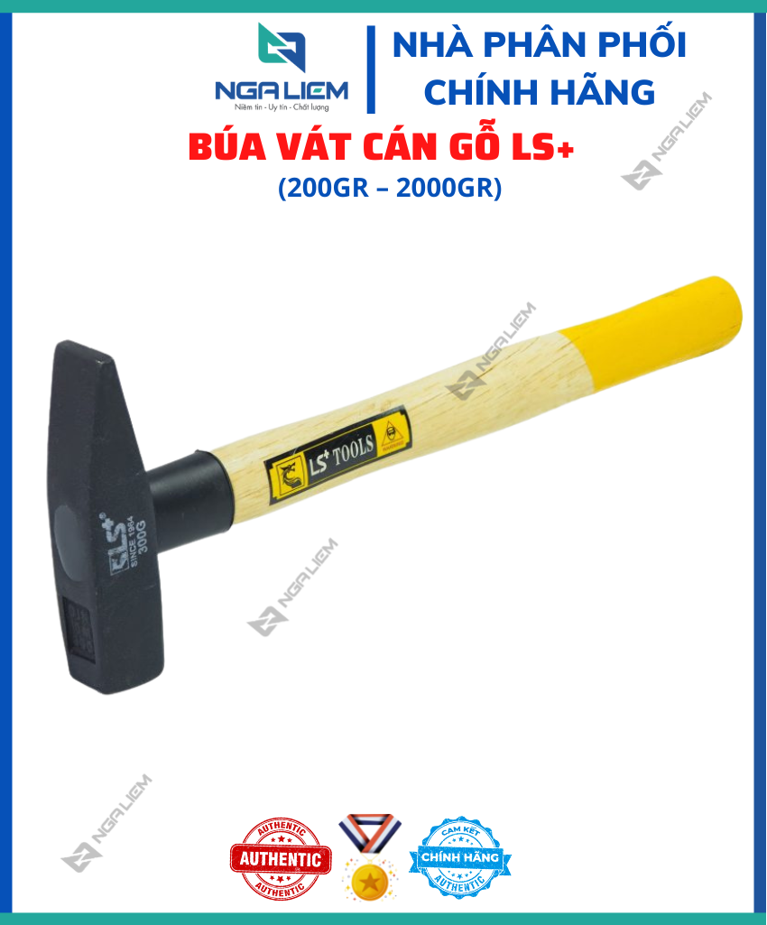 Búa vát cán gỗ LS+ (200gr, 300gr, 500gr, 600gr, 800gr, 1kg)