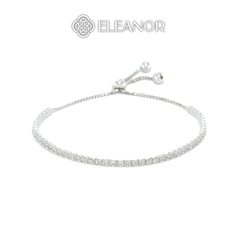Vòng tay nữ dây rút bạc 925 Eleanor Accessories lắc tay đính đá kiểu dáng đơn giản phụ kiện trang sức 4541