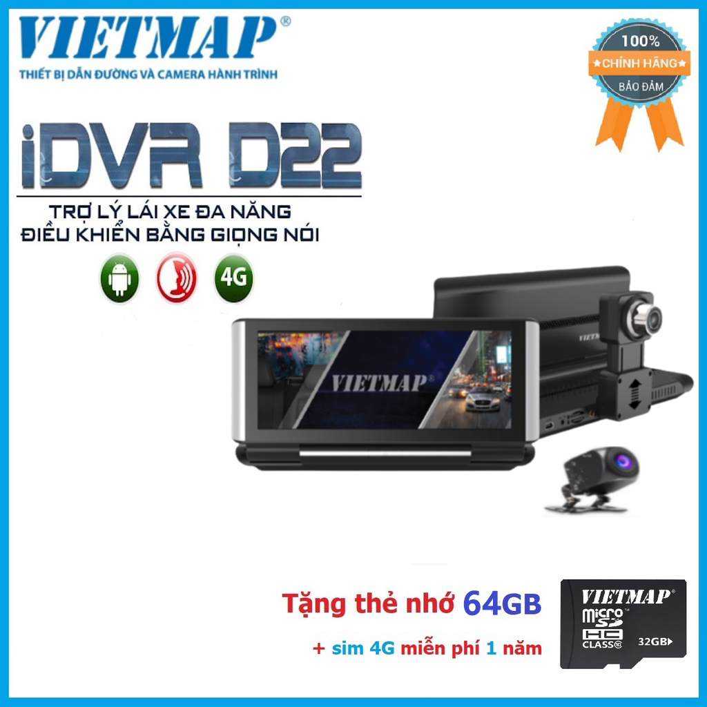 VIETMAP D22 - Camera Hành Trình 4G - Dẫn Đường S1- Truyền Hình Ảnh Từ Xa