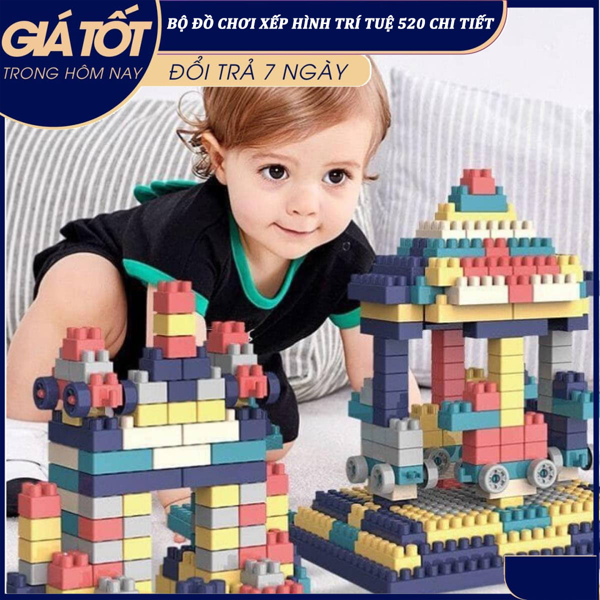 Đồ chơi xếp hình, Bộ xếp hình LEGO 260 chi tiết , 520 chi tiết cho bé -Bộ ghép hình - Bộ Lego - Xêp hình trí tuệ - Lắp ghép Lego cho bé - Bộ lắp ghép IQ