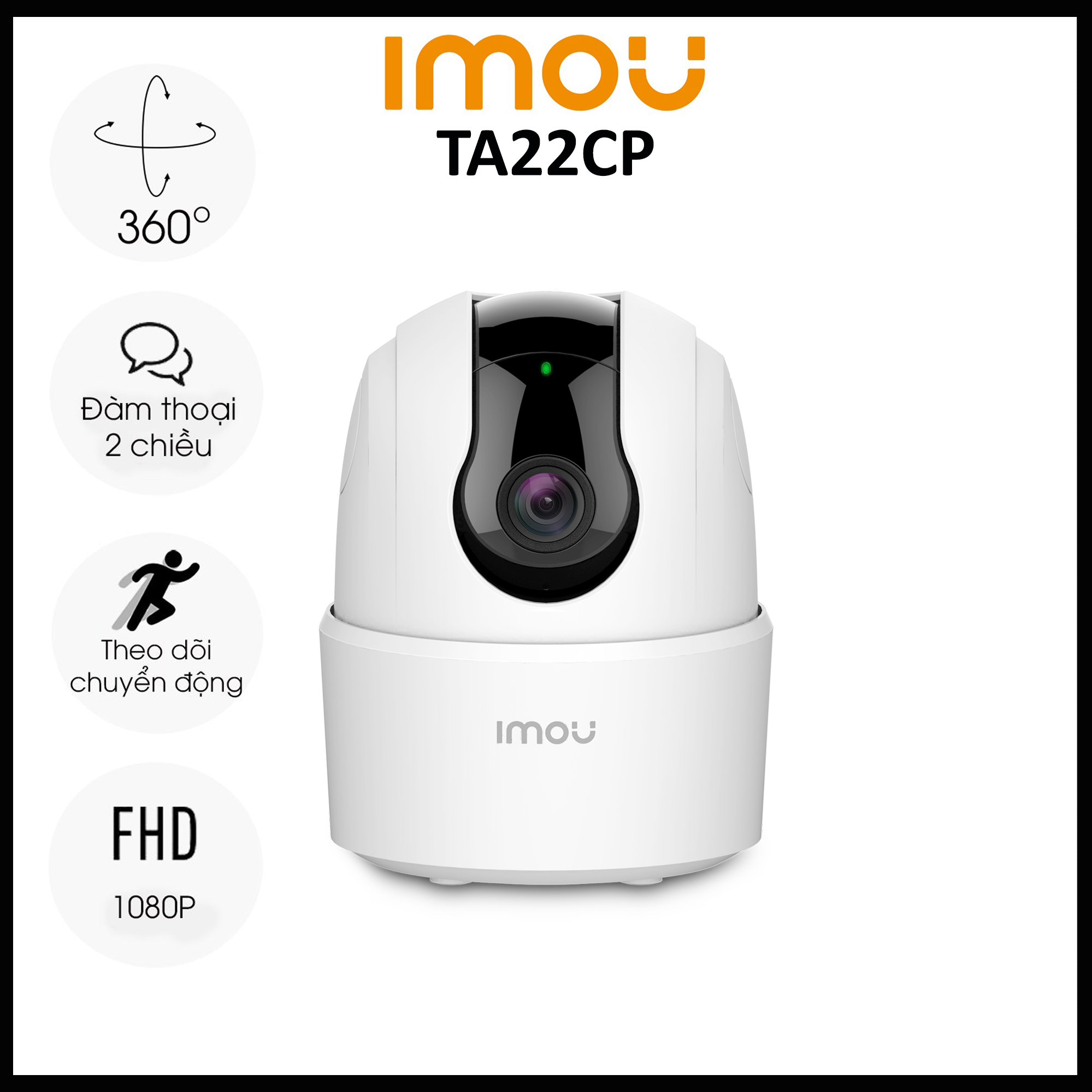 Camera IMOU TA22CP 4M FHD 1080p Xoay 360 Độ- Đàm Thoại 2 Chiều- Báo Động Chống Trộm- Wifi Trong Nhà Chính Hãng BAO SỈ