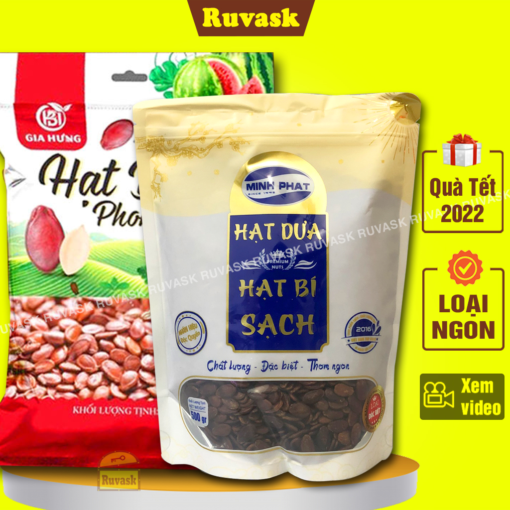 Hạt Dưa Rang Củi Phong Ký & Minh Phát 500g - Hạt Dưa Hấu Sạch Sấy Chín Đồ Ăn Vặt Tết 2024 - Bánh Kẹo Tết Ruvask