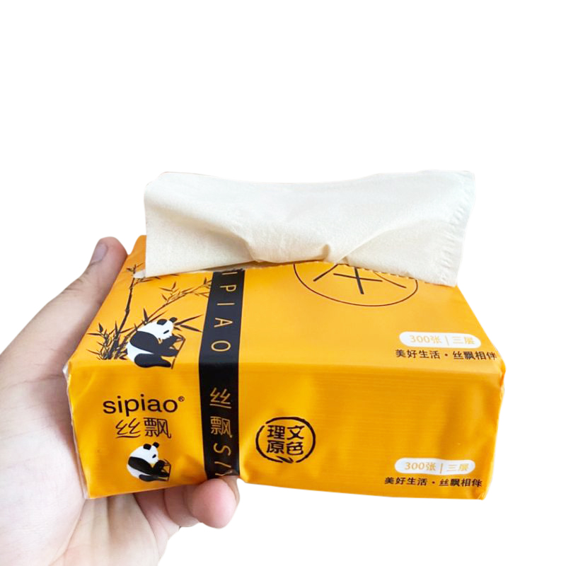 set 10 gói giấy ăn gấu trúc siêu dai, an toàn khi sử dụng, giấy ăn sợi tre an toàn không chất tẩy trắng 4