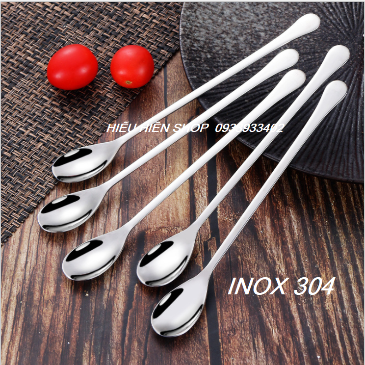 Thìa cà phê đá bầu inox sus 304-muỗng inox 304 dùng uống trà đào-sinh tố- thìa cocktail - thìa hàn quốc.