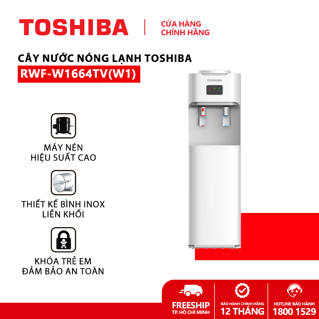 [TRẢ GÓP 0%] Cây nước nóng lạnh Toshiba RWF-W1664TV(W1). Hàng chính hãng, bảo hành 12 tháng, chất lượng Nhật Bản