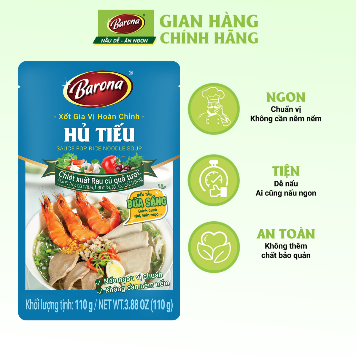 Gia Vị Hủ Tiếu Barona 110g tươi ngon chuẩn vị không cần nêm nếm