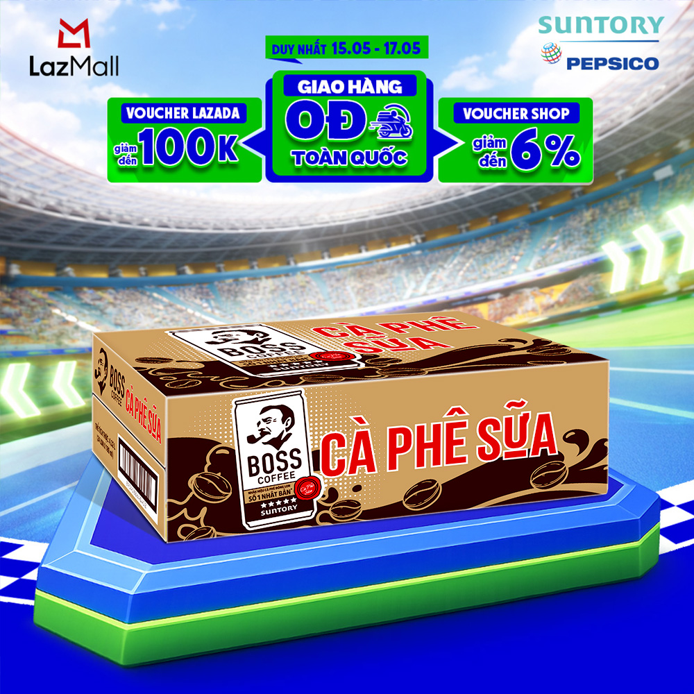 Thùng 24 Lon Cà phê sữa Boss (180ml/lon)