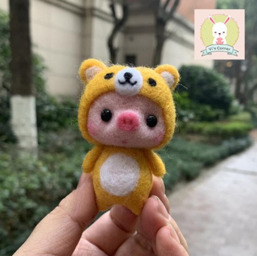 (CÓ VIDEO HƯỚNG DẪN) Bộ Kit Len chọc - Pig 1, Len Handmade Chọc TỰ LÀM