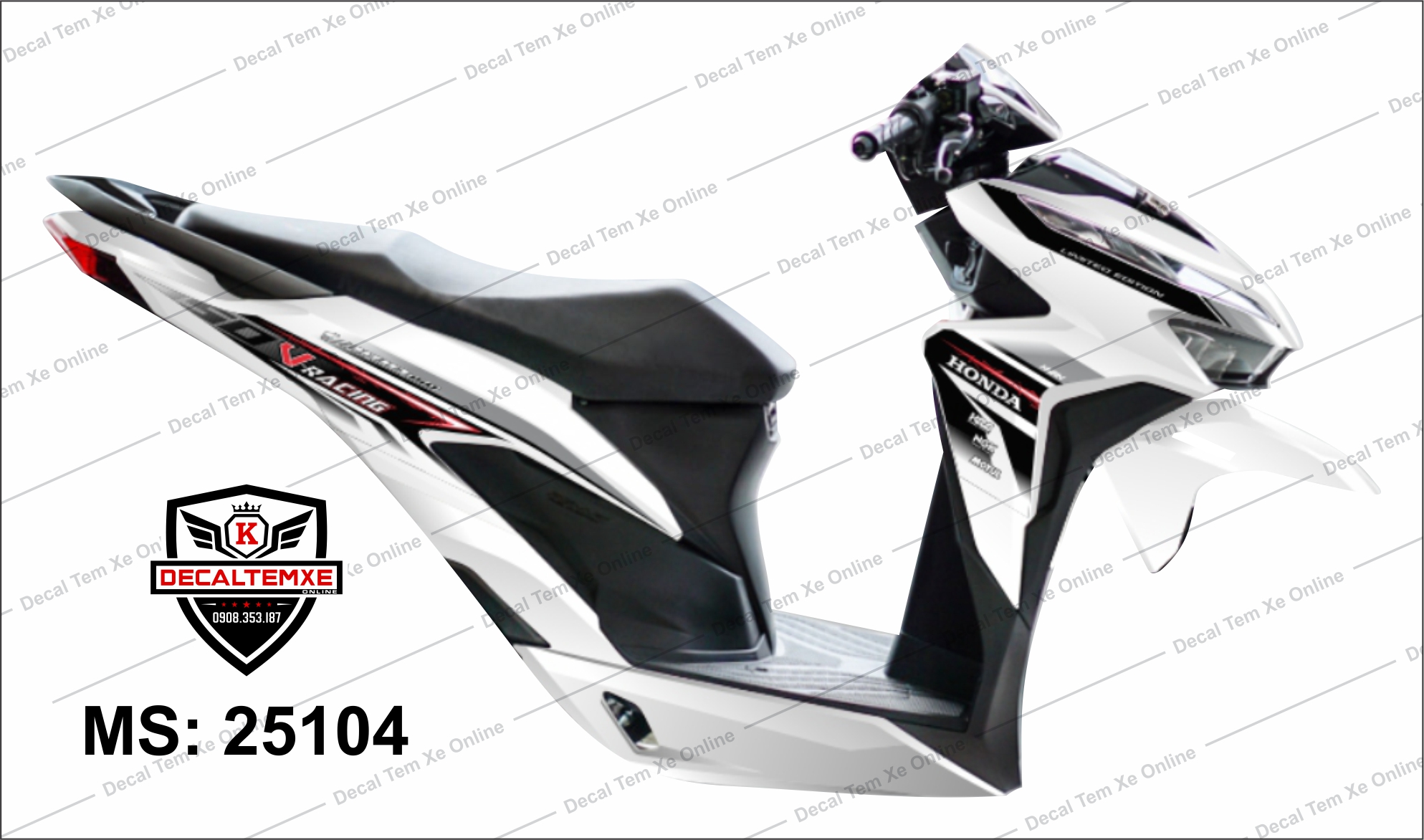 Tem Vario Racing dành cho xe màu trắng