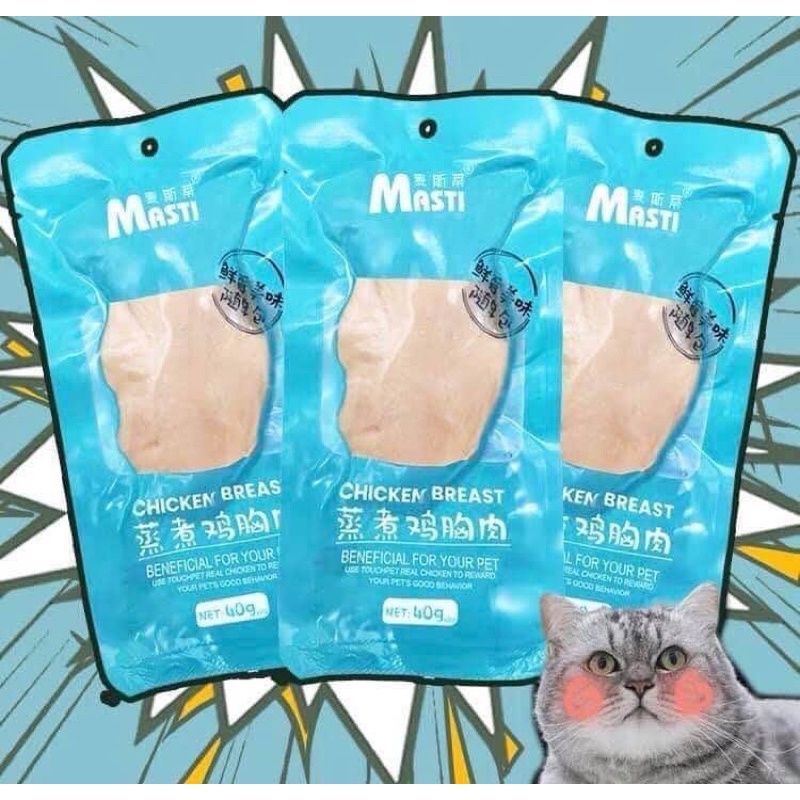 Combo 10 Gói Ức Gà Hấp Sữa Tươi Ăn Liền Cho Chó Mèo