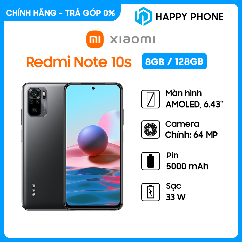 [Trả Góp 0%] Điện Thoại Xiaomi Redmi Note 10S (8GB/128GB) - Hàng Chính Hãng, Mới 100%, Nguyên Seal | Bảo hành 18 tháng