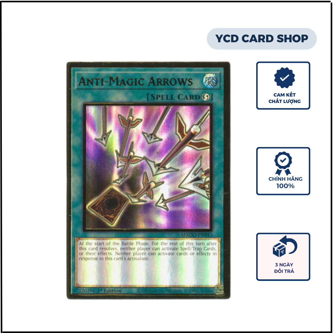 Thẻ bài yugioh chính hãng Anti-Magic Arrows Premium Gold Rare