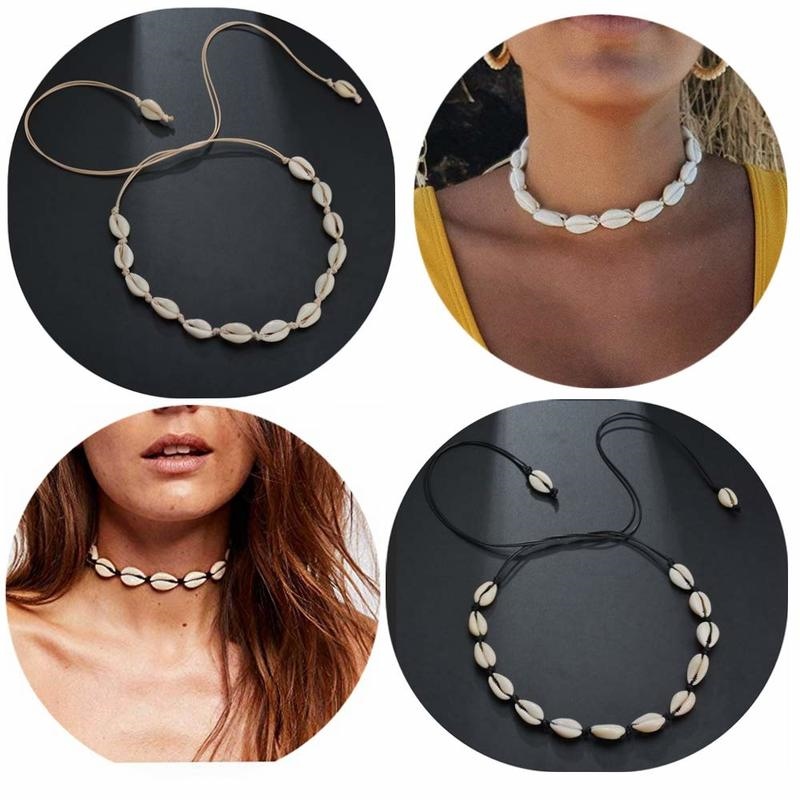 Caryfp 2019 3 Style Vintage Beach Jewelry Bohemian Shell Hand-Woven Simple  Pendant Necklace Bracelet Set For Women Girl
