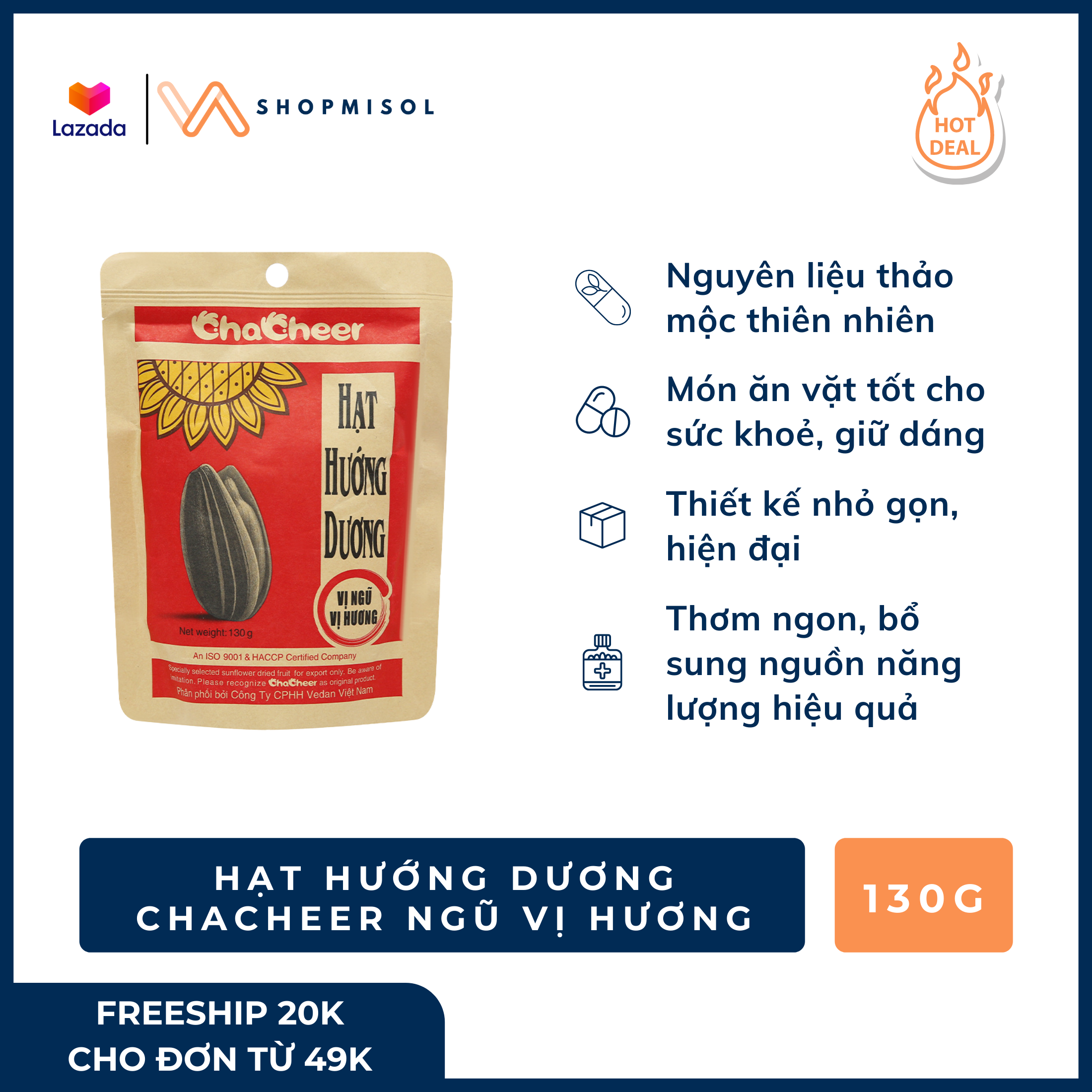 [HCM]Hạt hướng dương vị ngũ vị hương hạt hướng dương tẩm vị GÓI 130G- Thơm ngon giàu dinh dưỡng thiết kế nhỏ gọn thích mang theo bên người