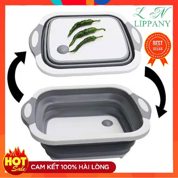 Bộ thớt kèm chậu gấp gọn đa năng, thớt gấp gọn đa năng 3in1 - bộ thớt gấp gọn kèm thau rổ rửa hoa quả tiện lợi, chậu gấp gọn kèm thớt thông minh