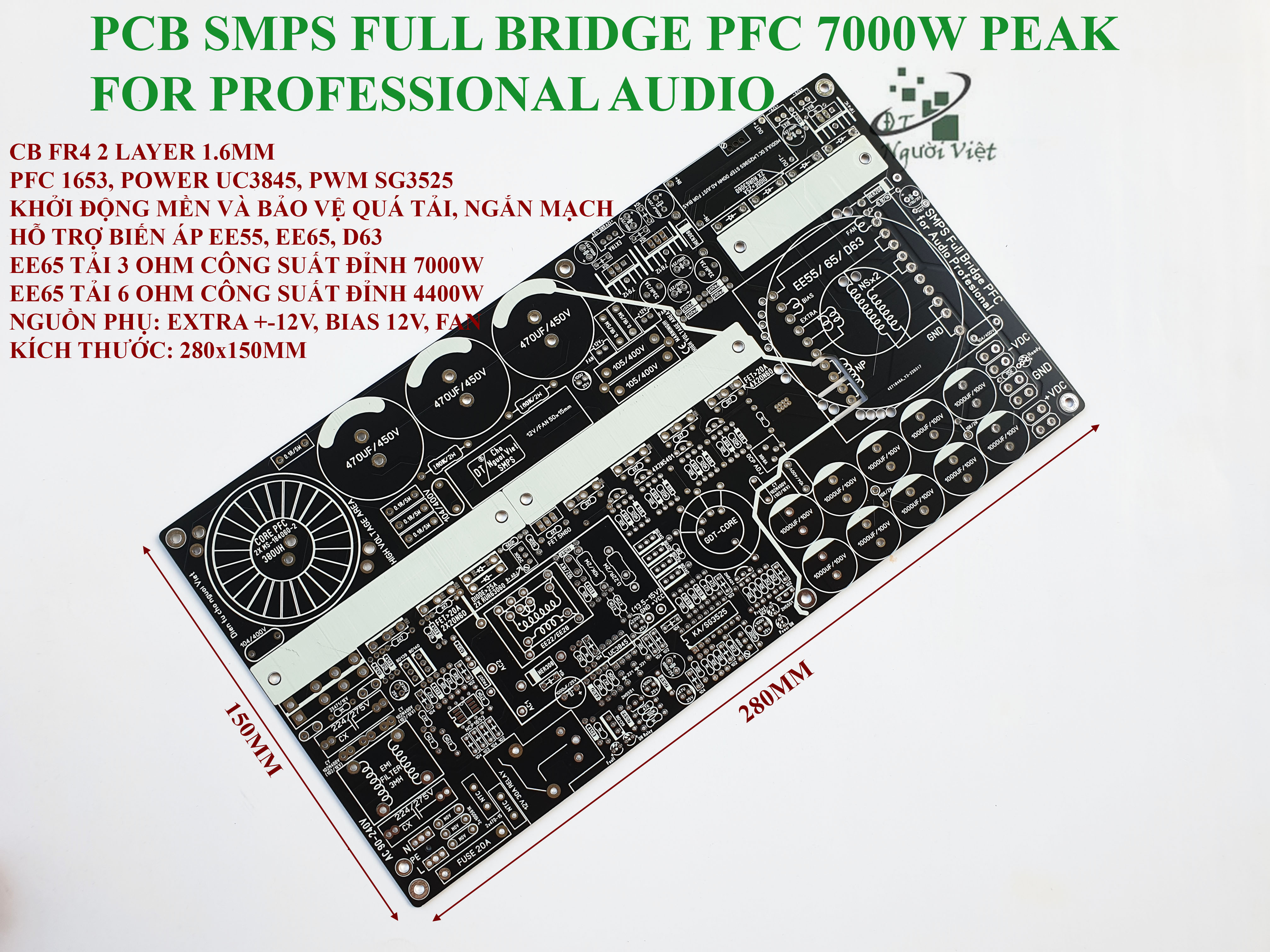 Bo PCB nguồn xung công suất cho âm thanh / SMPS Fullbridge PFC 7000W peak