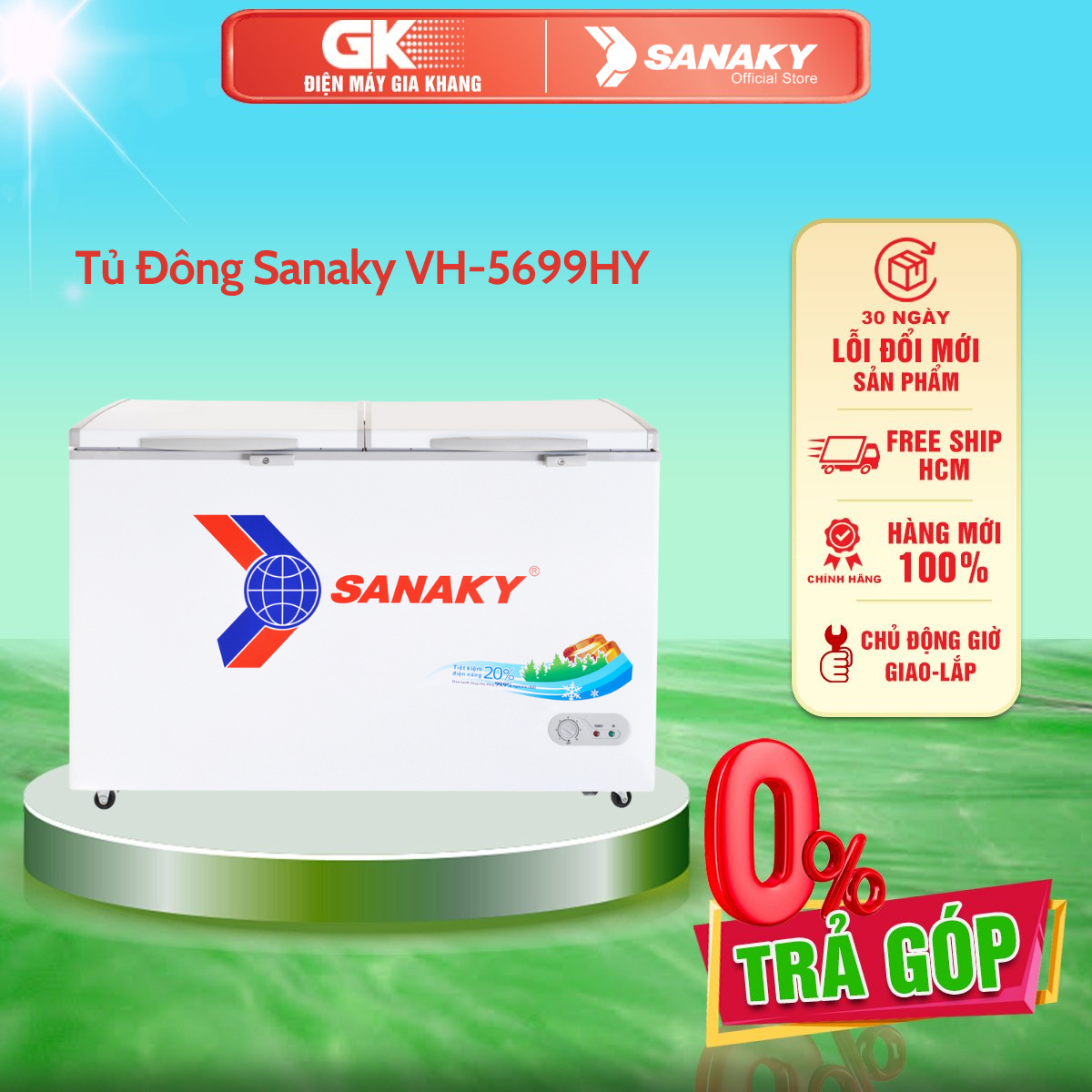 Tủ đông sanaky vh-5699hy - bảo hành 2 năm - giao toàn quốc - freeship hcm