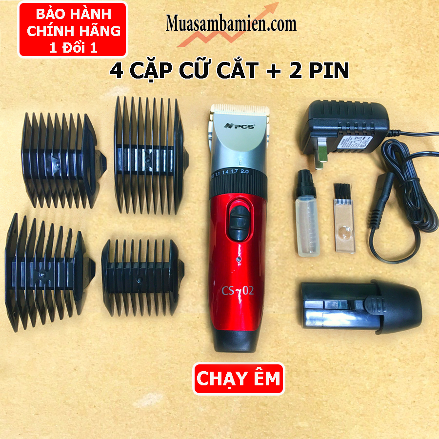 Tông đơ cắt tóc chuyên nghiệp chạy êm, 2 pin tiện lợi, hớt tóc tại nhà tông đơ cắt tóc pcs02