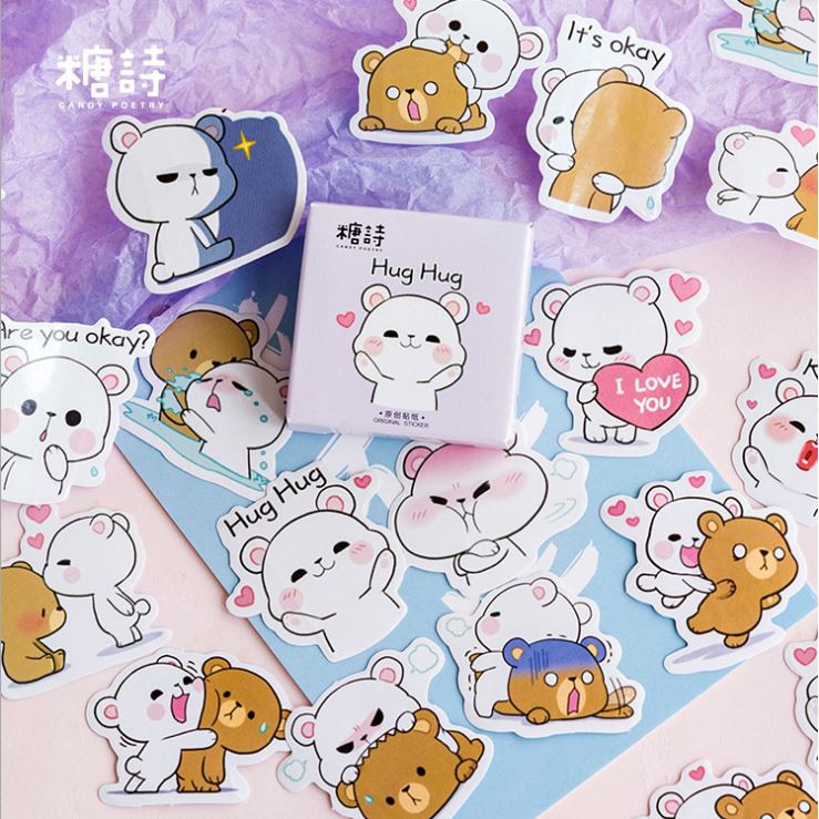 Bộ 46 Sticker Gấu Đáng Yêu Hàn Quốc dán trang trí E49