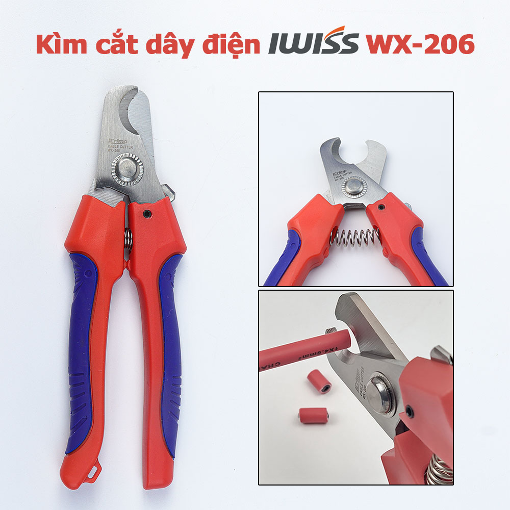 Kìm cắt dây điện IWISS WX-206 cắt dây cáp năng lượng mặt trời hàng cao cấp
