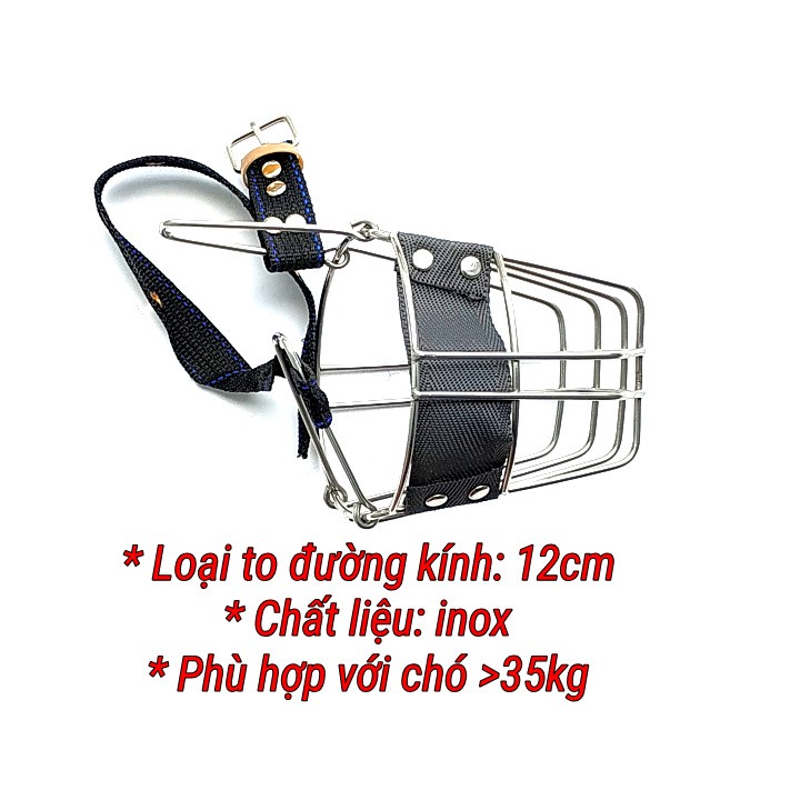 Rọ mõm cho chó -rọ mõm inox không gỉ chó mõm ngắn nặng trên 35kg