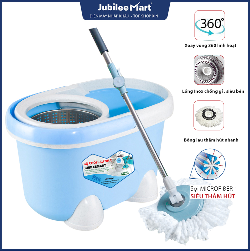HÀNG TỐT Chổi Lau Nhà Jubilee Mart Thông Minh Tự Vắt 360- Bộ Chổi Lau Nhà Thông Minh 360 có Chế Độ Tự Vắt Thông Minh Nhưa Cứng Bền