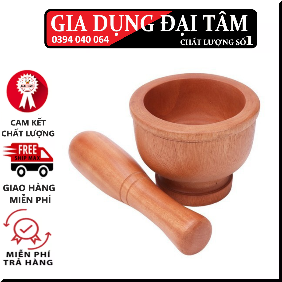 Bộ chày cối gỗ cao cấp size lớn - bộ cối chày bằng gỗ size lớn. cối chày gỗ cho căn bếp thêm tiện lợi