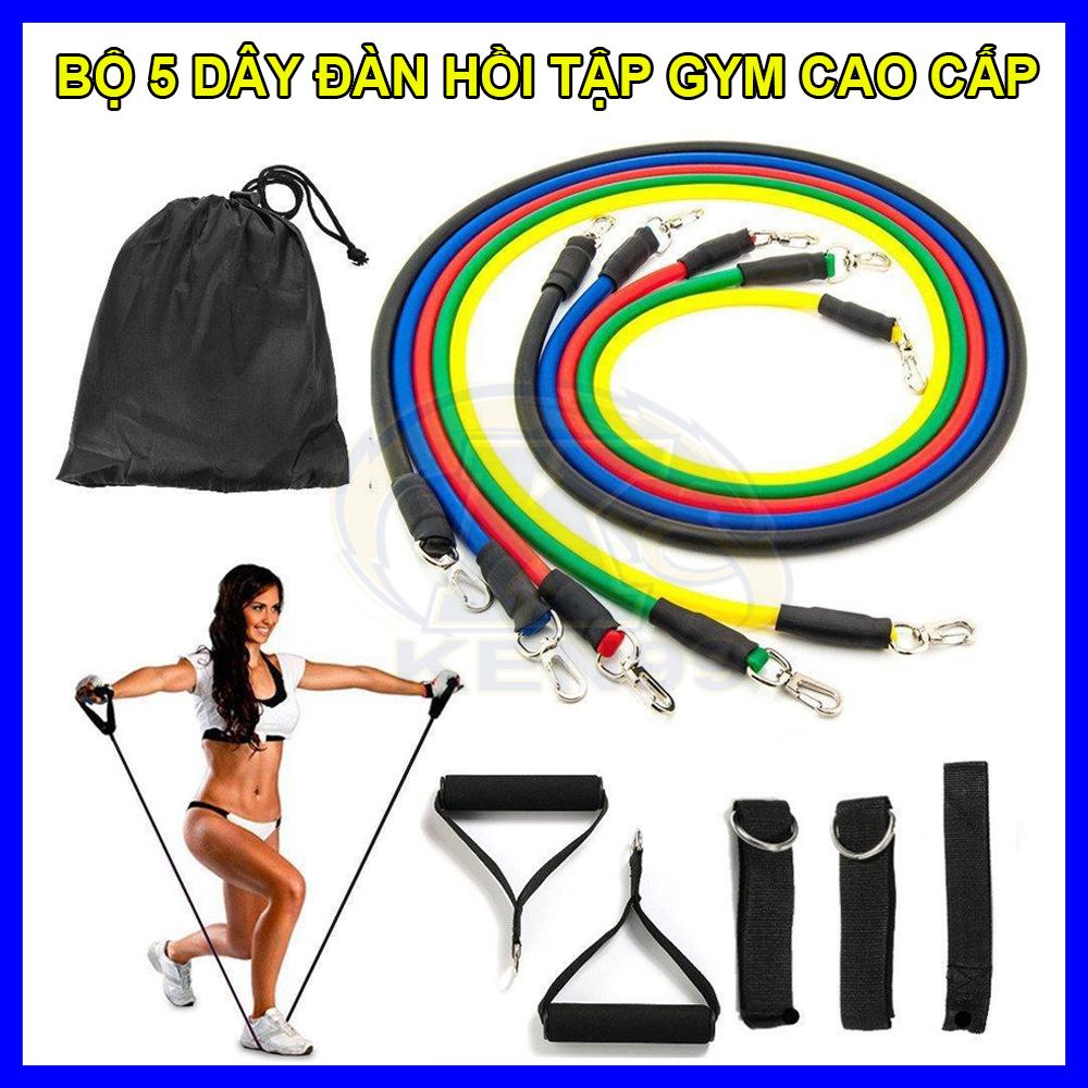 Dây tập gym cao cấp, bộ 5 dây đàn hồi tập thể hình - dụng cụ tập gym cao cấp, thích hợp cho cả nam / nữ tập thể lực và thể hình, sale sốc giảm 50% trong hôm nay