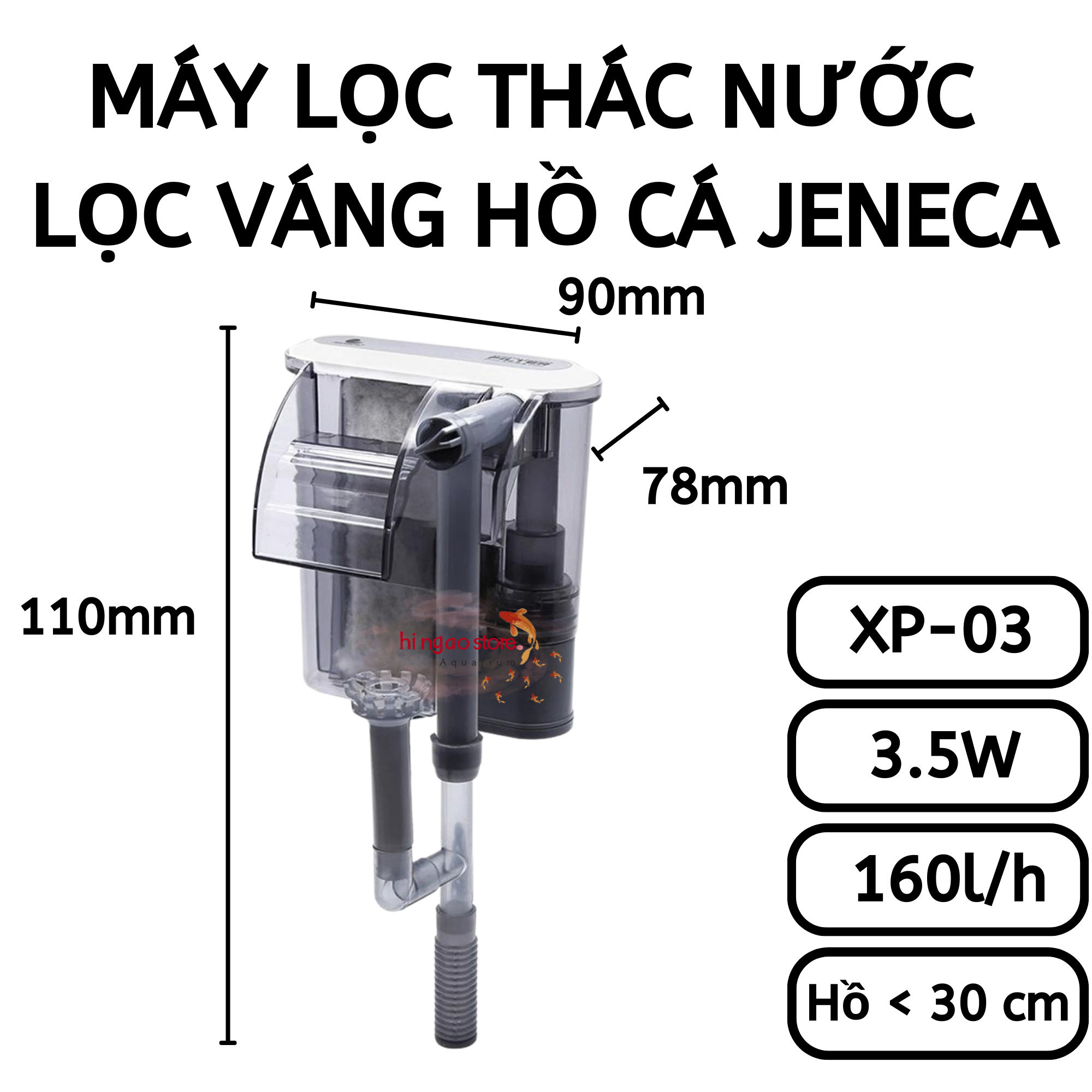 Lọc treo - lọc váng filter xp-03 jeneca dành cho hồ 30cm - máy lọc nước hồ cá | hingaostore.