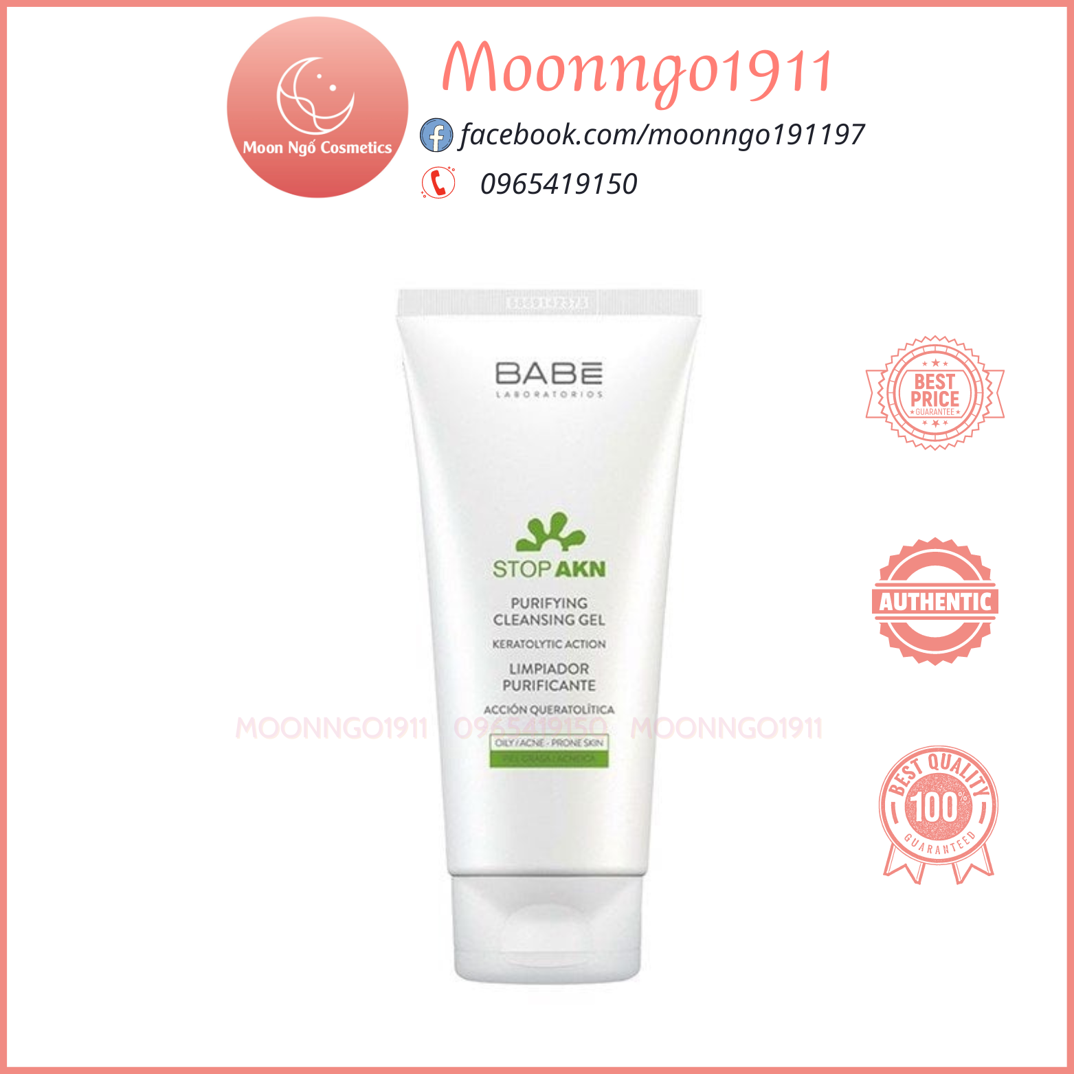 Sữa rửa mặt babe stop akn purifying cleansing gel
