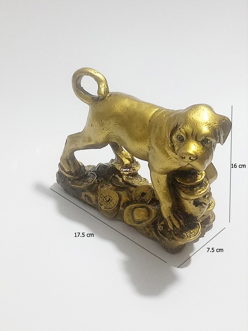 [HCM]Tượng đá trang trí chó đại màu vàng đồng