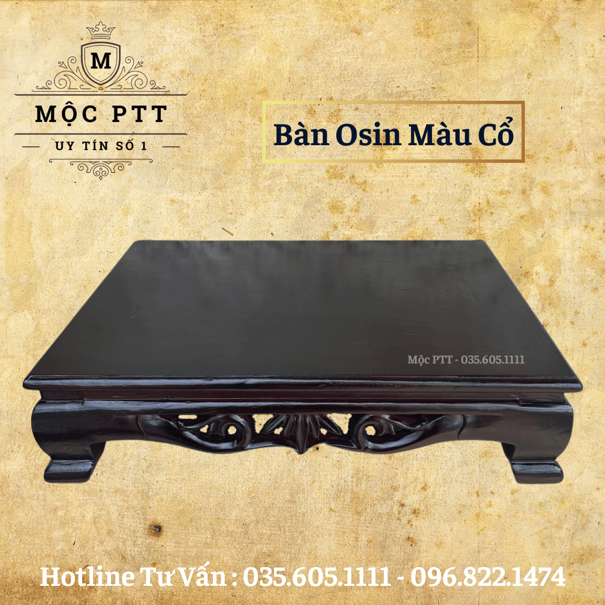 Bàn osin , bàn trà màu cổ gỗ hương đá kích thước 20 x 30 ,25 x 35, 30 x 40 , 35 x 50 , 40 x 60 cao 10 , 12 cm
