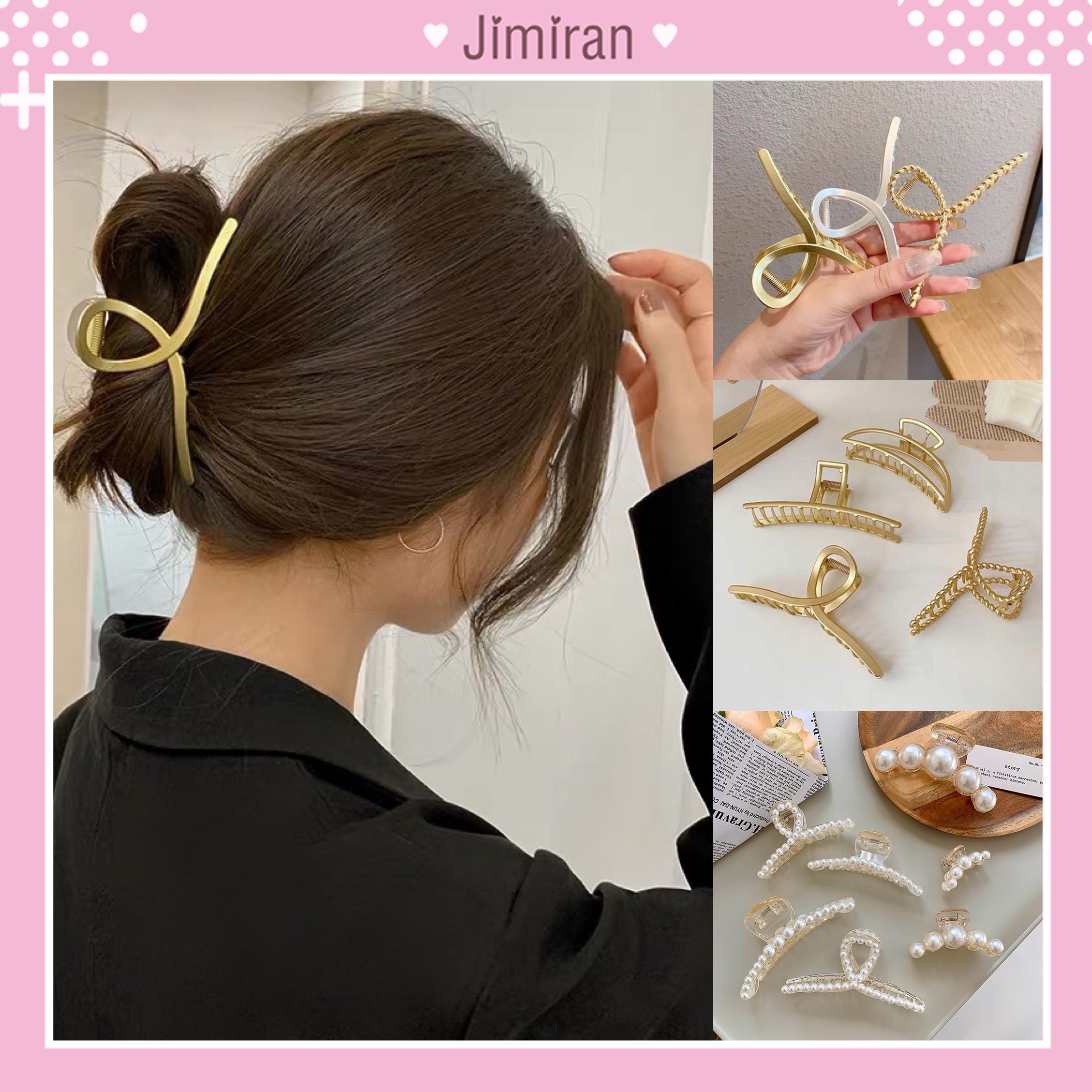 Kẹp tóc Hàn Quốc càng cua kim loại JIMIRAN Hot trend cute dễ thương siêu sang chảnh KT03