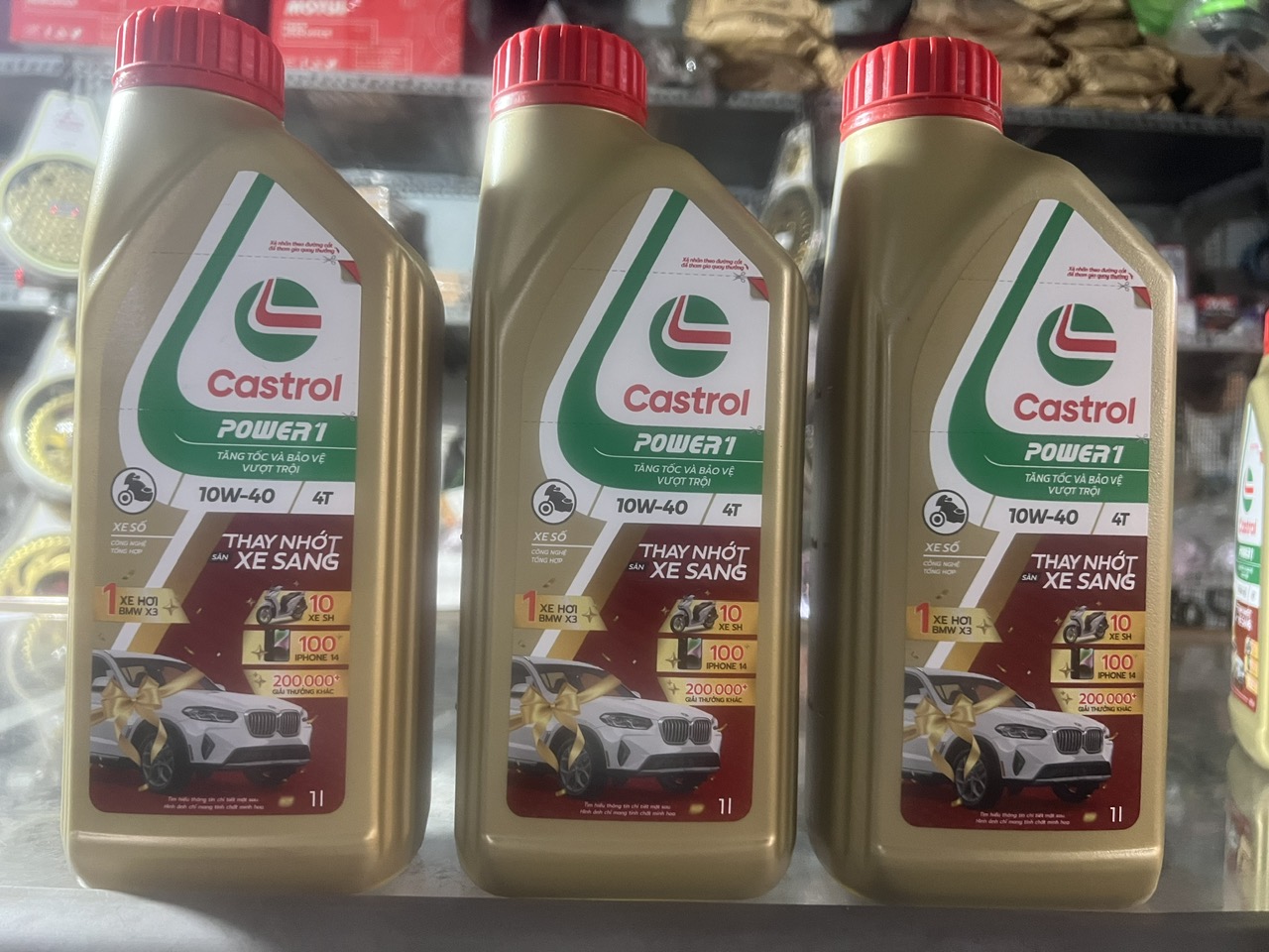 [HCM]Nhớt tổng hợp Castrol Power 1 10W-40 , 1 lít, Cho Xe Côn , Xe Số. Hàng Công Ty