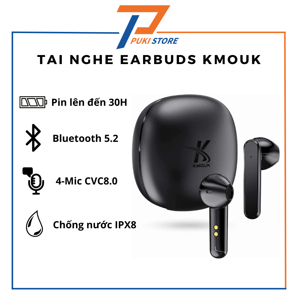Tai nghe không dây kmouk bluetooth 5.2 - tai nghe true wireless earbuds kmouk