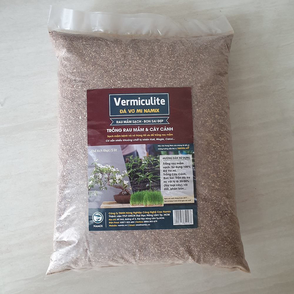 [HCM]Đá Vermiculite Namix 5dm3 ươm hạt giống trồng rau mầm sạch và hiệu quả Hấp thụ nước và chất dinh dưỡng cho cây giữ ẩm tốt giúp đất tơi xốp thoáng khí