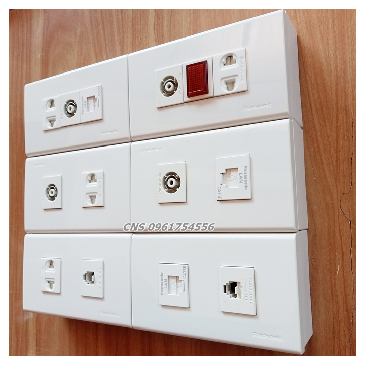 Combo ổ cắm - ổ mạng lan - ổ tv, ổ điện thoại, đèn báo panasonic - dòng full- color chính hãng
