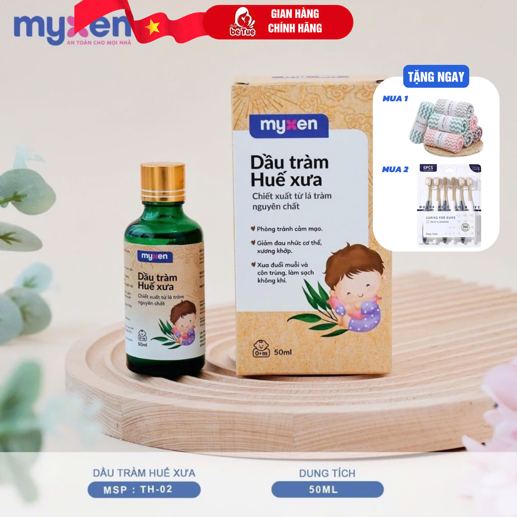 Dầu Tràm Huế Xưa MYXEN, Phòng Cảm Lạnh, Giữ Ấm, Kháng Khuẩn Cho Mẹ Và Bé - 50ml