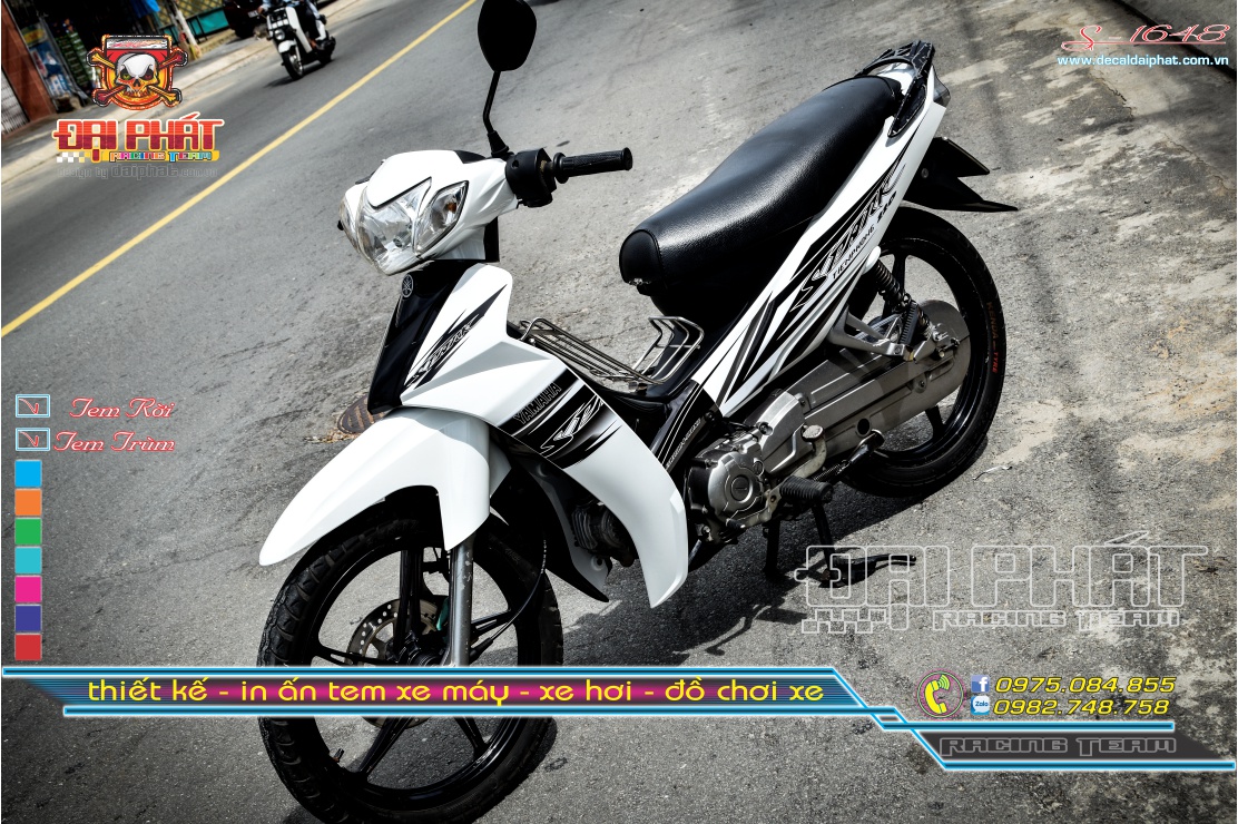 Tem rời xe sirius spark trắng đen