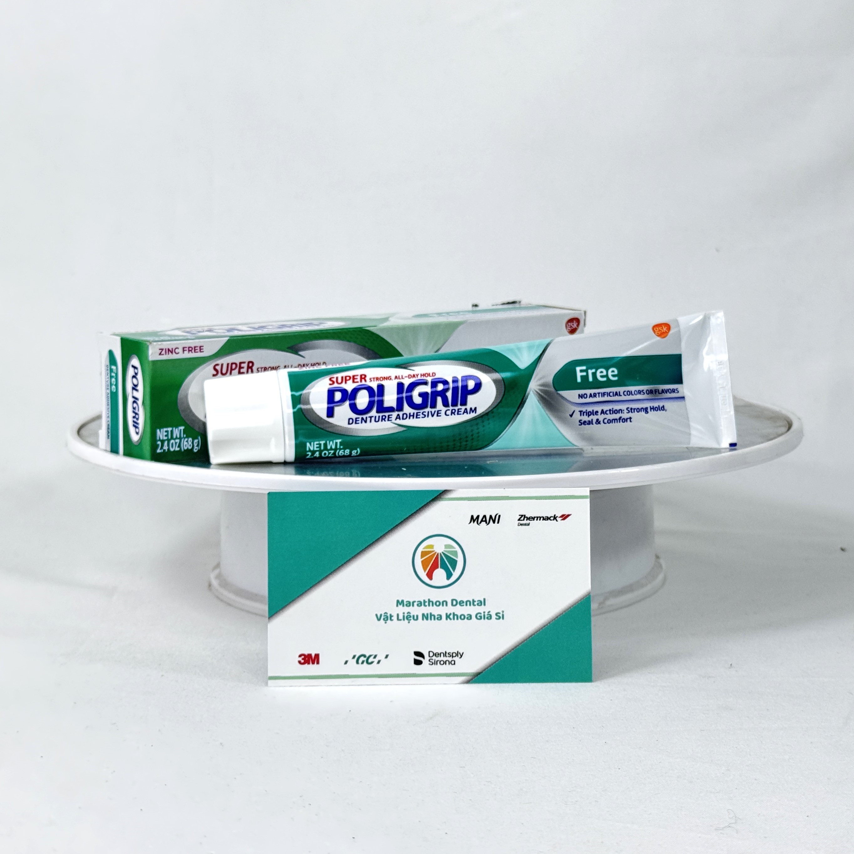 [1 TUBE] Poligrip Super Zinc-Free GSK 68g Keo dán hàm I Marathon Dental