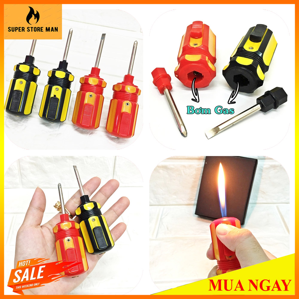 Bật lửa, hộp quẹt độc lạ kiêm tua vít - bật lửa hình cái tua vít siêu độc đáo – bật lửa đa năng độc đáo, lạ mắt tiện lợi