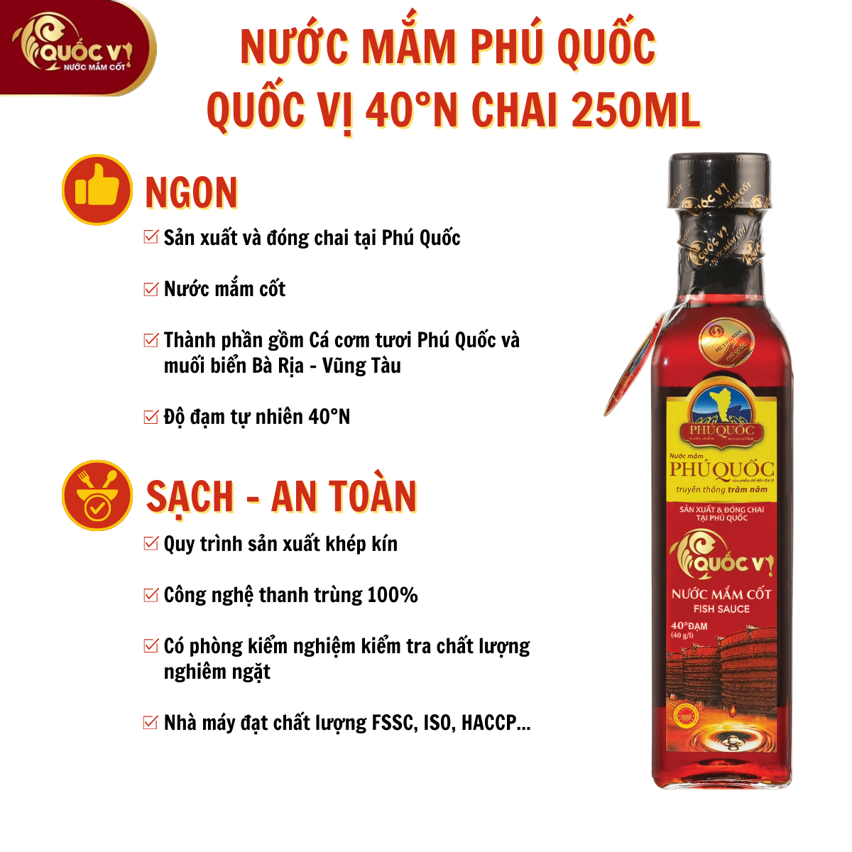 Phu Quoc fish sauce-40N protein taste 40N glass bottle traditional clean